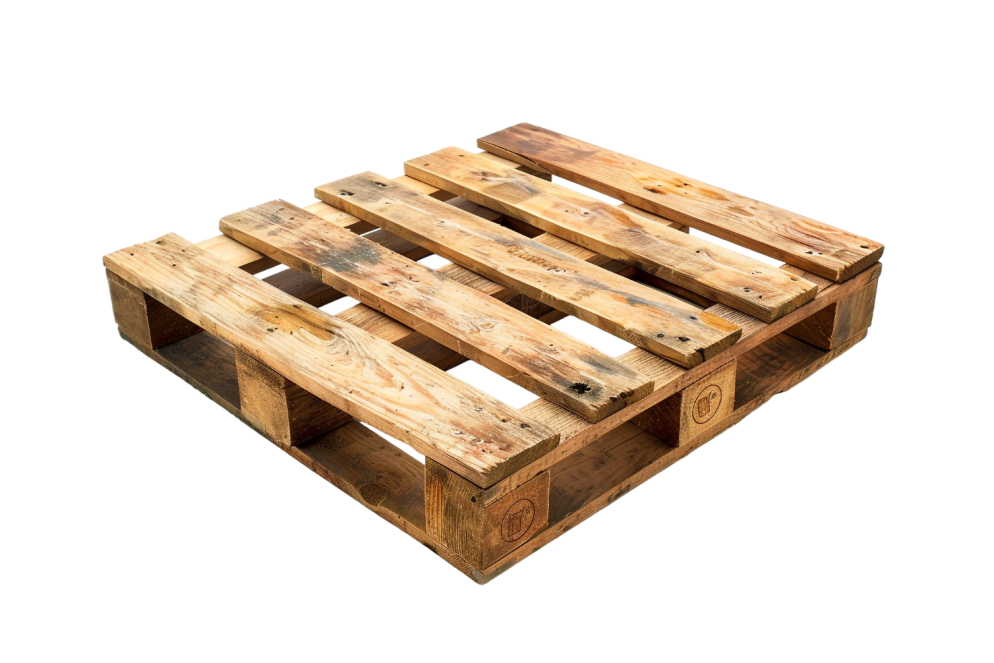 a set of four wooden pallets