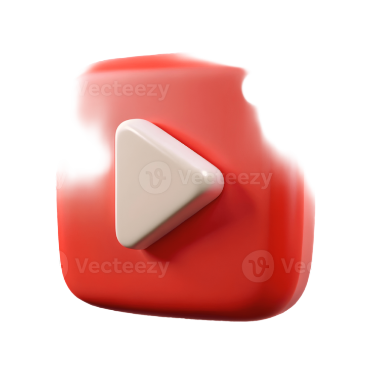 a red play button on a white background