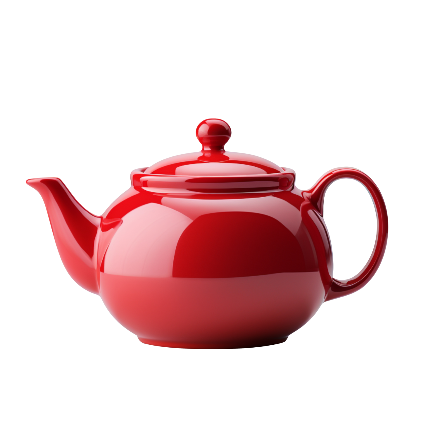 a red teapot on white background