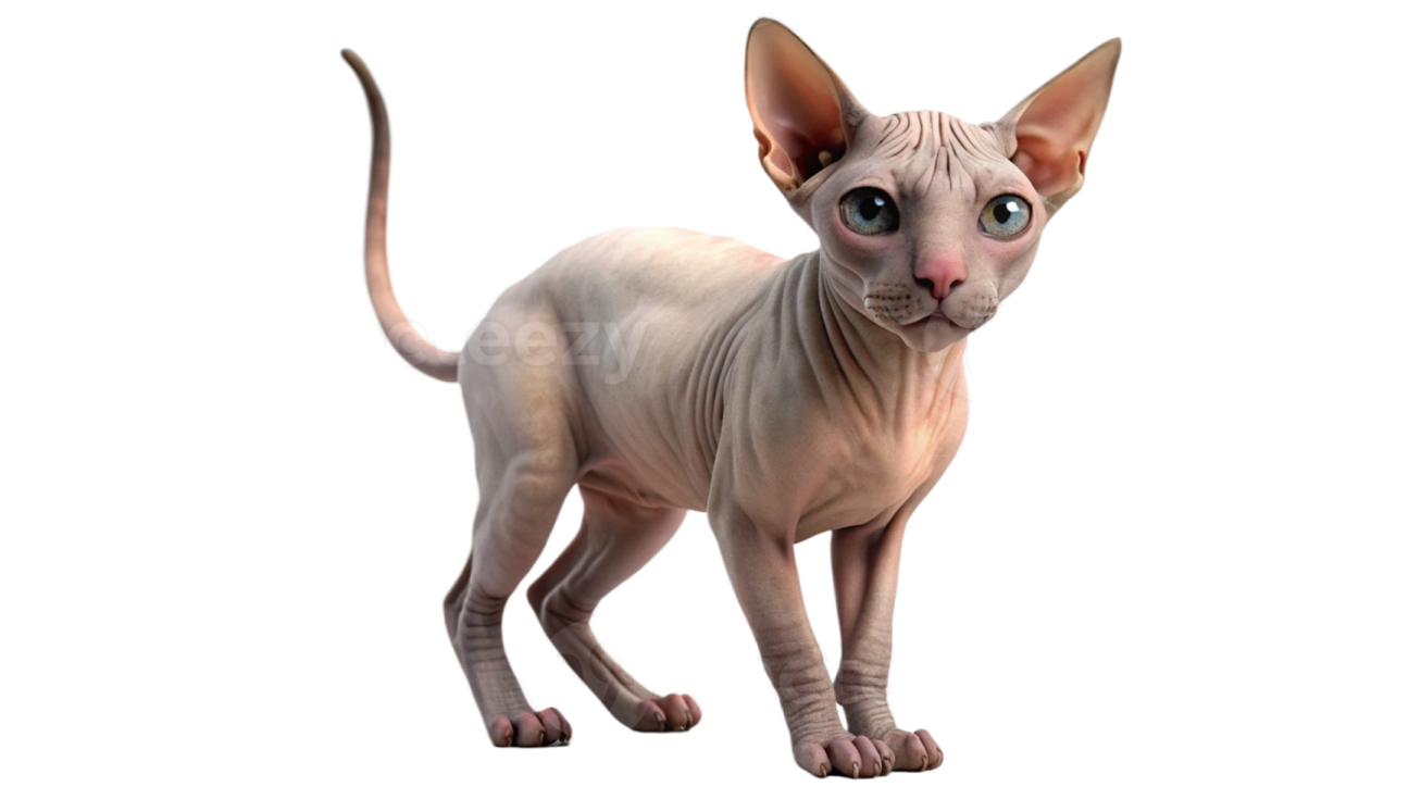 a cat with blue eyes standing on a white background