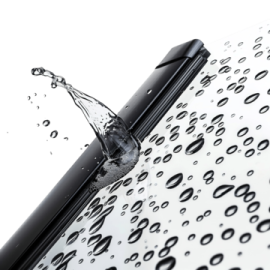 an iphone with water splashing on it