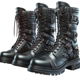 a pair of military boots on a white background