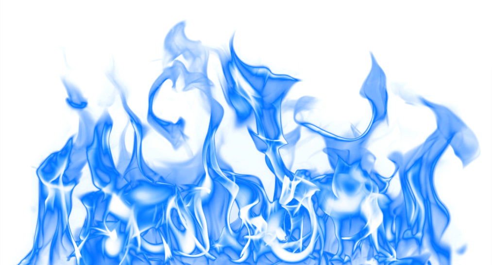 blue flames on a white background