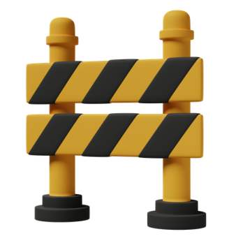 a yellow and black barrier with two black stripes