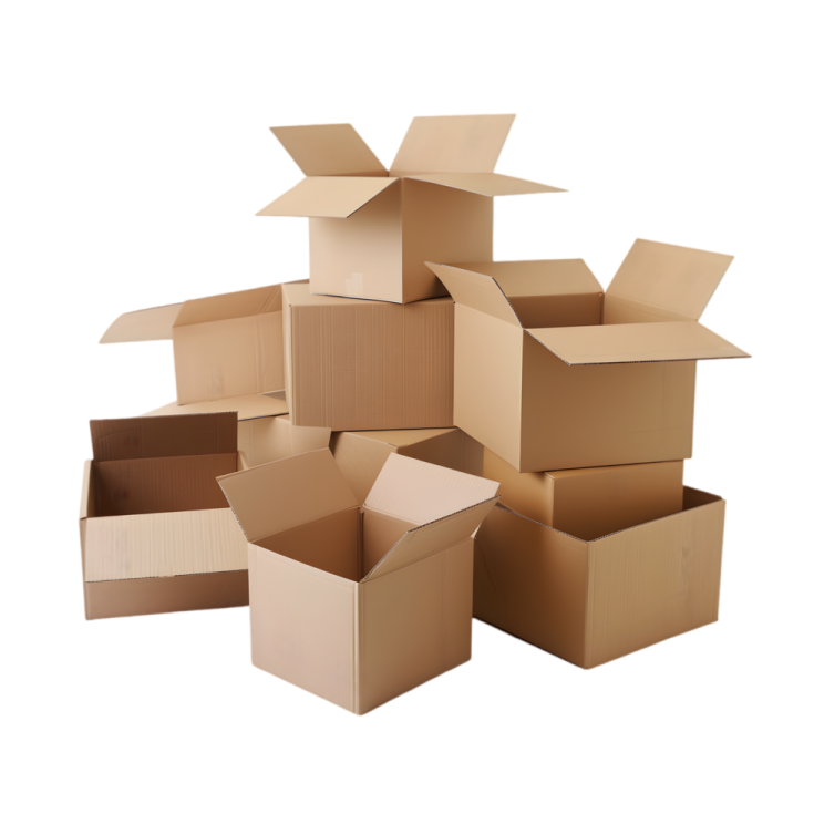 a pile of cardboard boxes