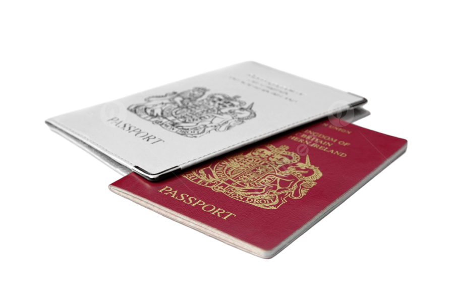 two passports on a white background