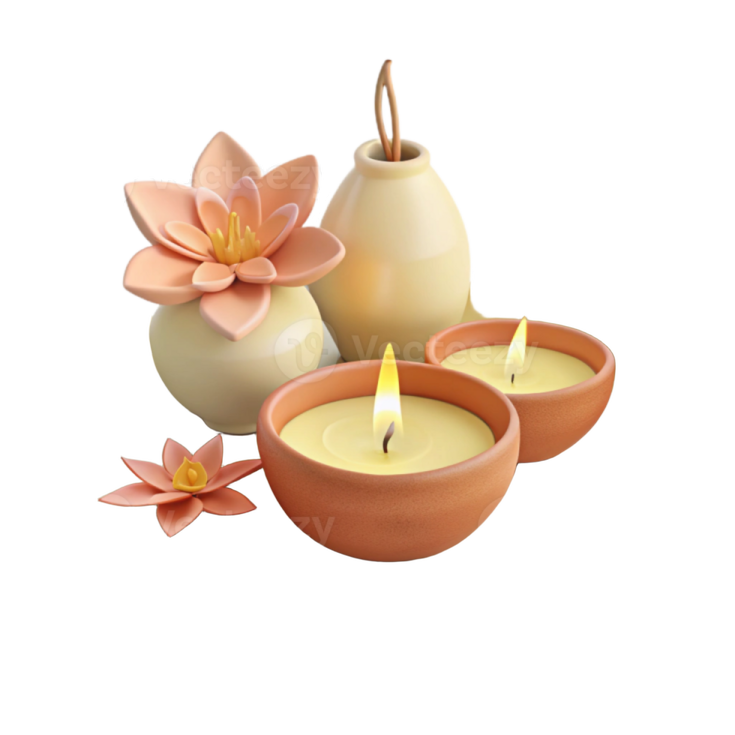 a plate with candles and flowers on it