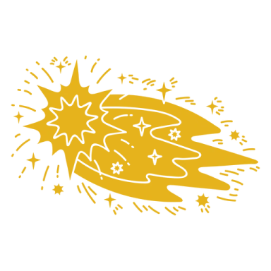 a yellow explosion with stars on it