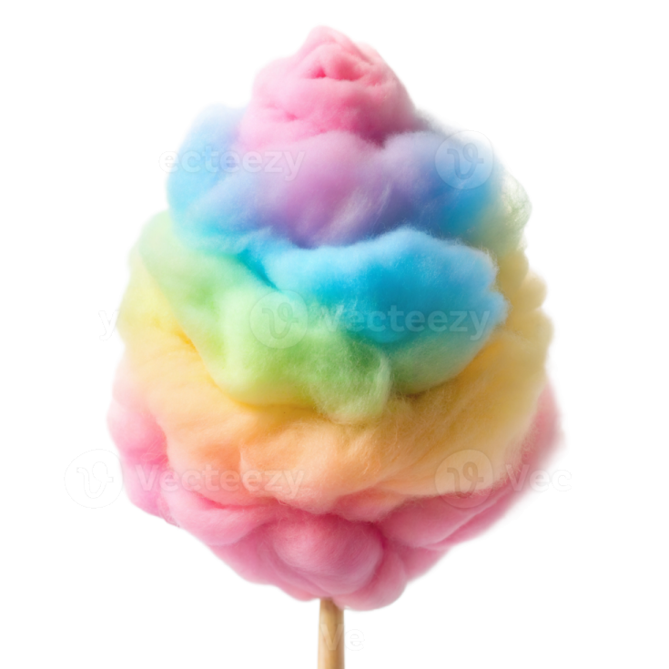 a colorful cotton candy on a white background