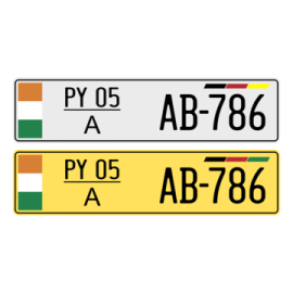 a license plate with the flag of india on it
