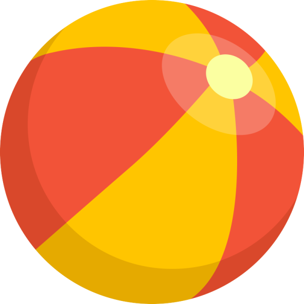 a red and yellow beach ball