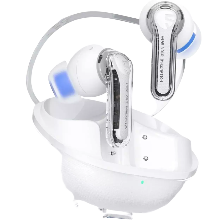 a pair of earphones on a white background