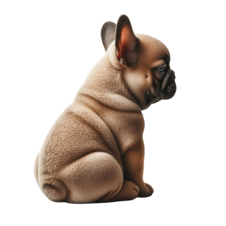 a small dog sitting down on the ground