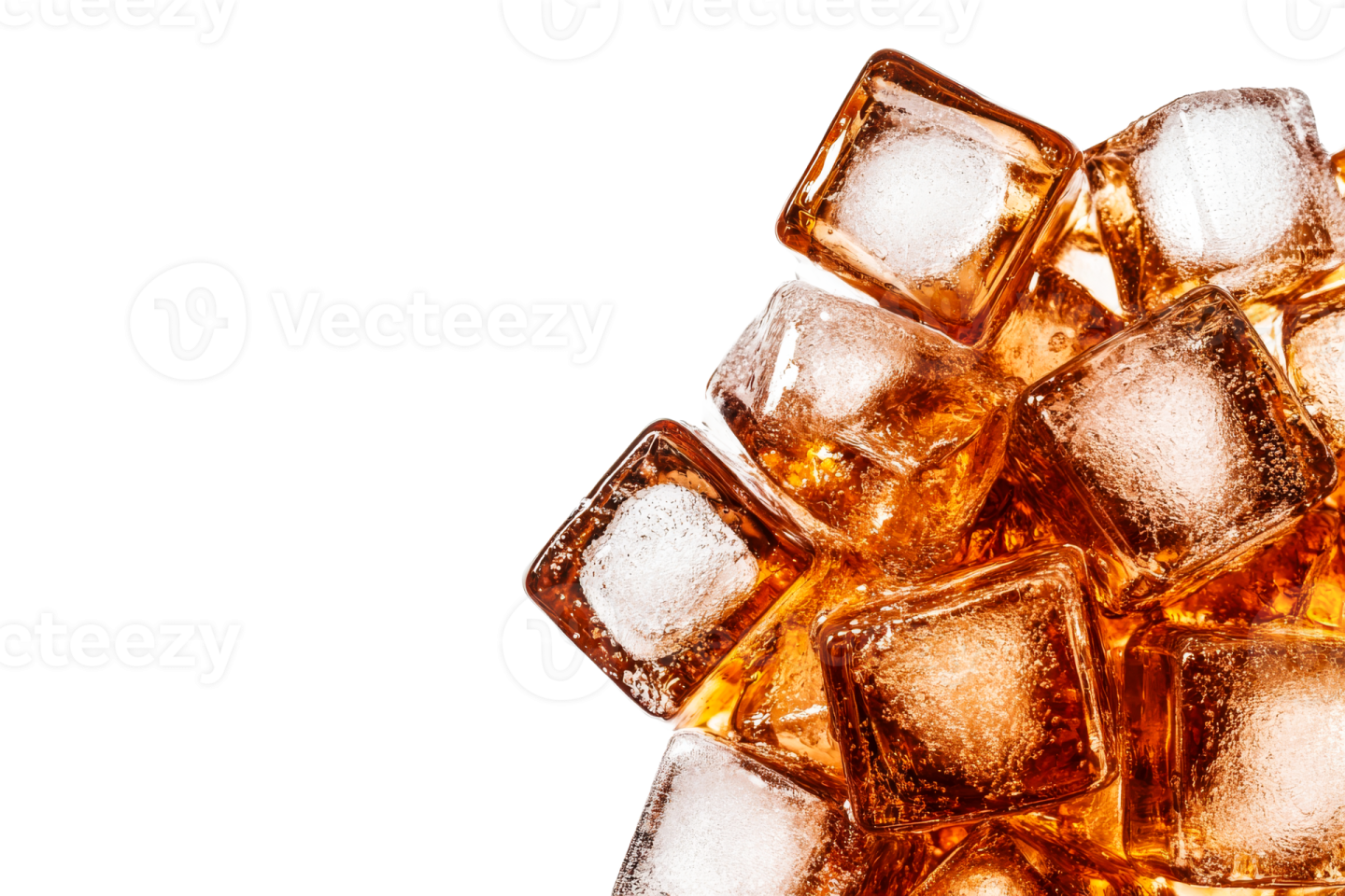 a pile of ice cubes on a white background
