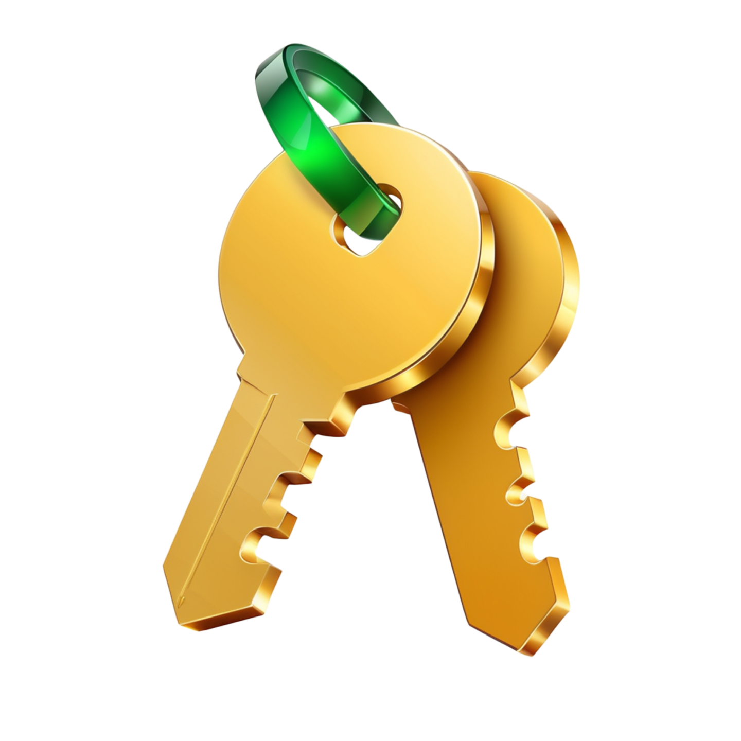 a golden key with a green arrow on it