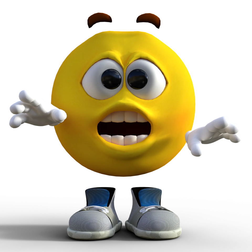 a yellow ball with two hands and one eye open