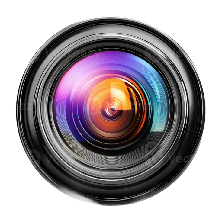 a camera lens on a white background
