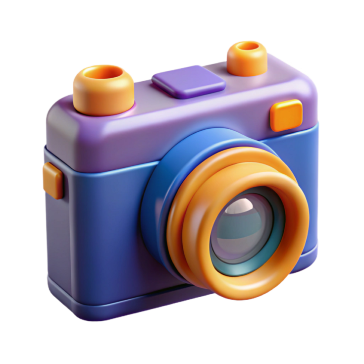 a toy camera on a white background