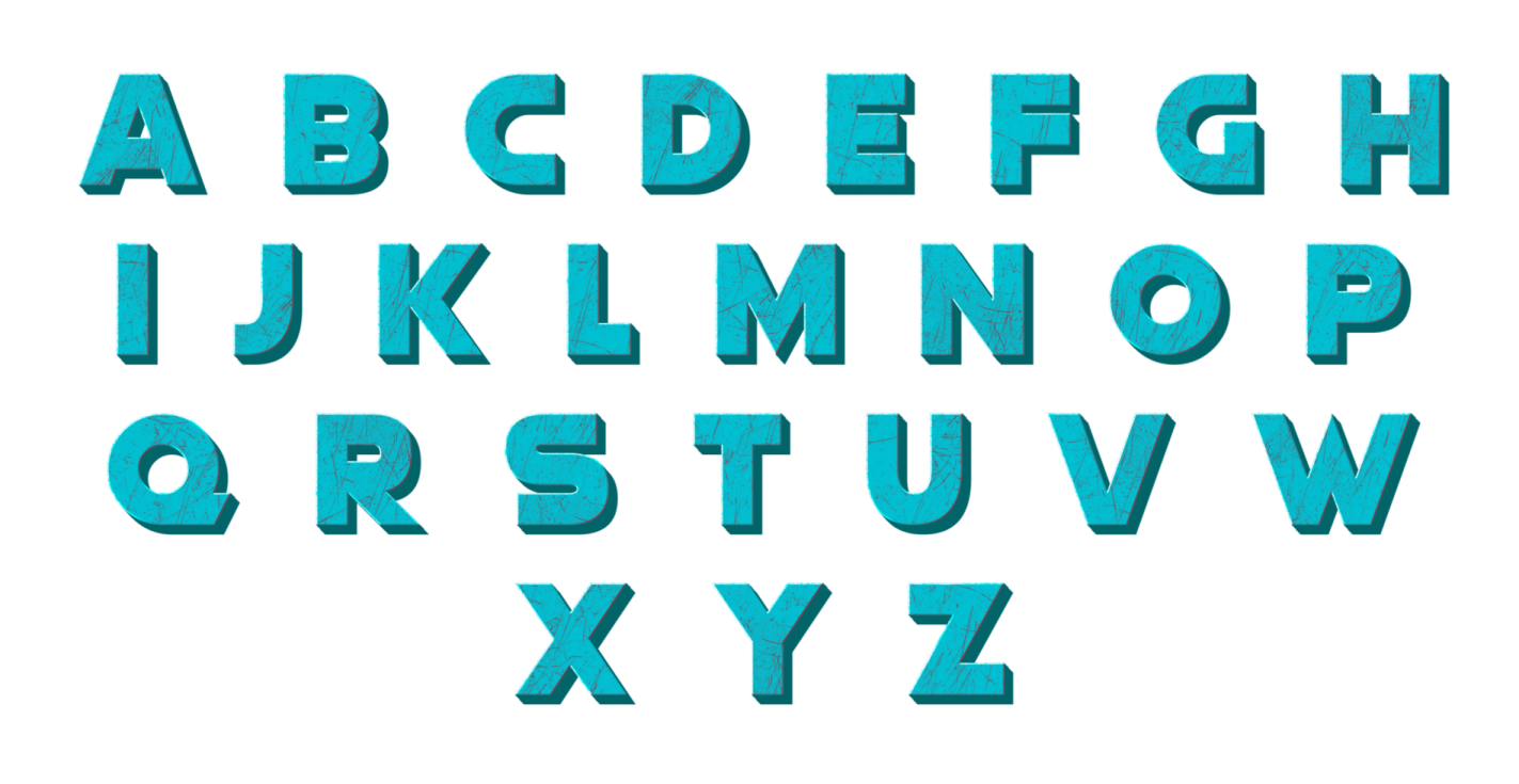 a set of blue plastic alphabet letters