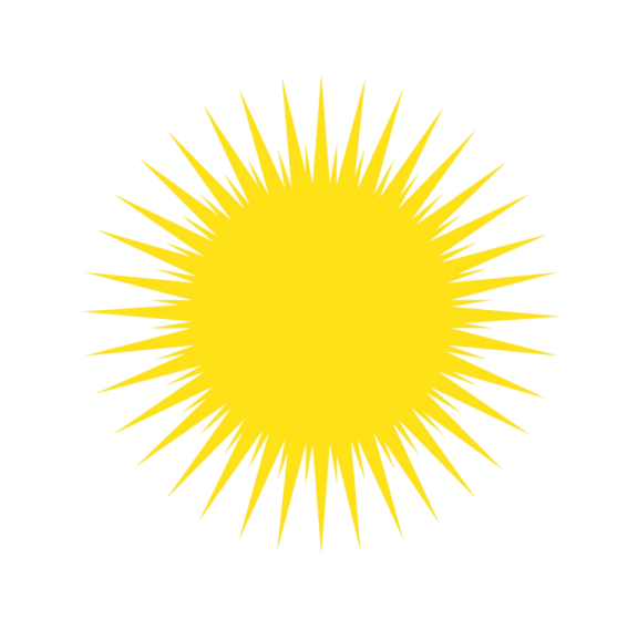 a yellow sun burst on white background