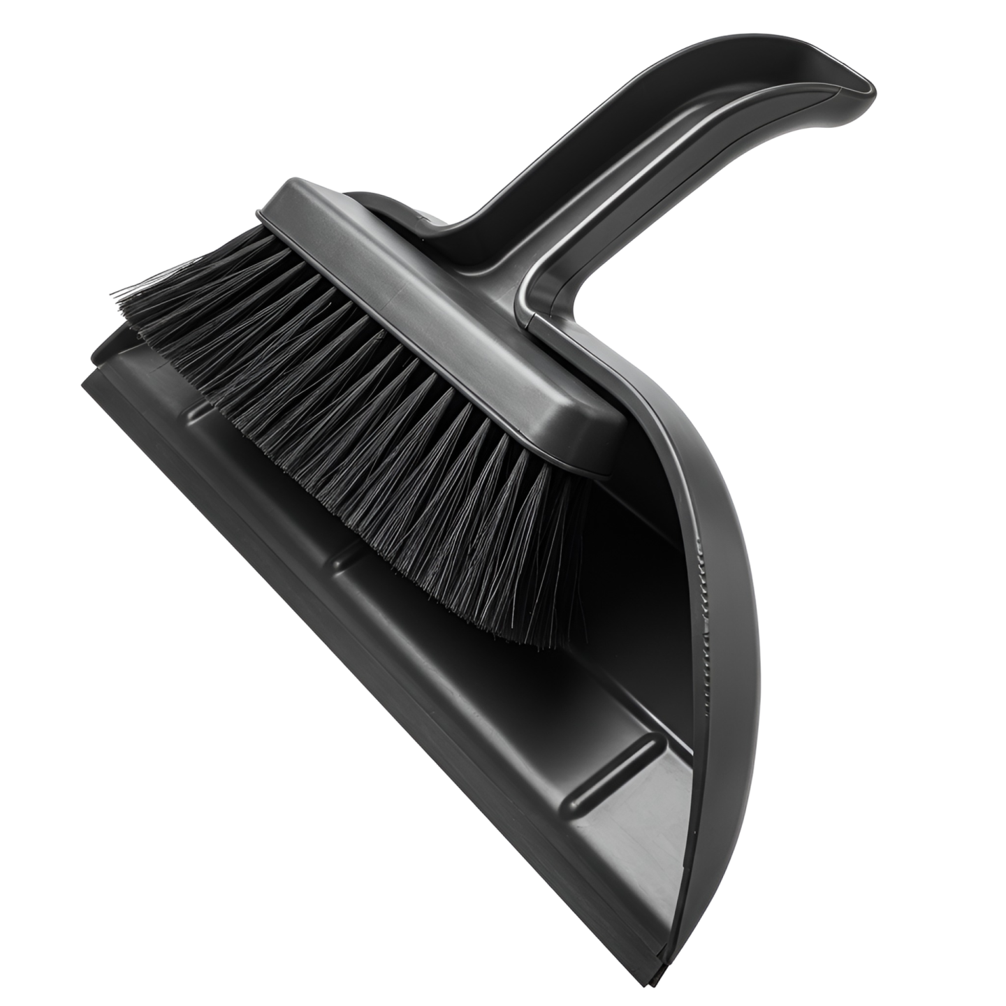 a black broom on a white background