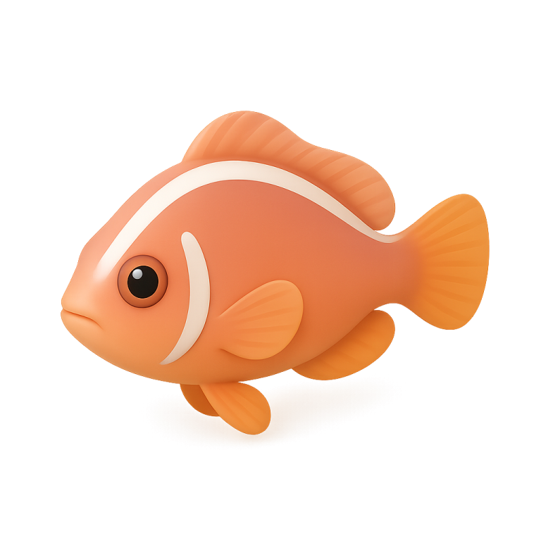 an orange and white fish on a white background