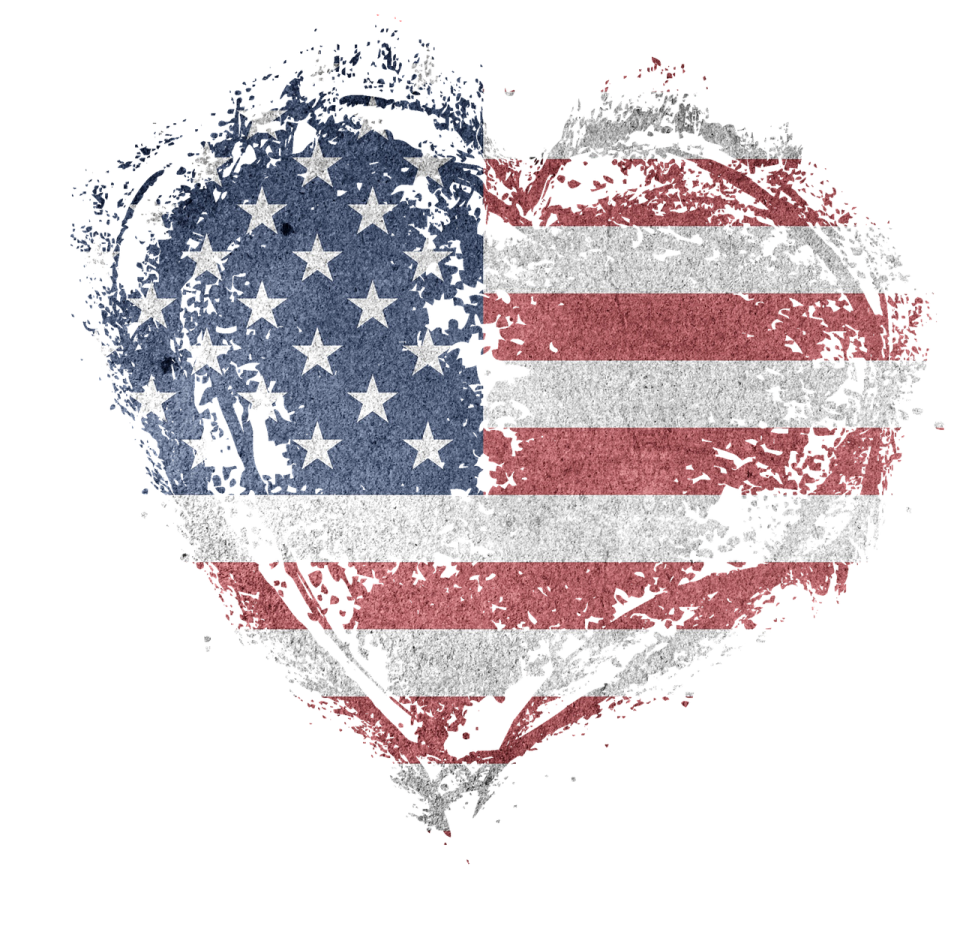 a heart with the american flag painted on it