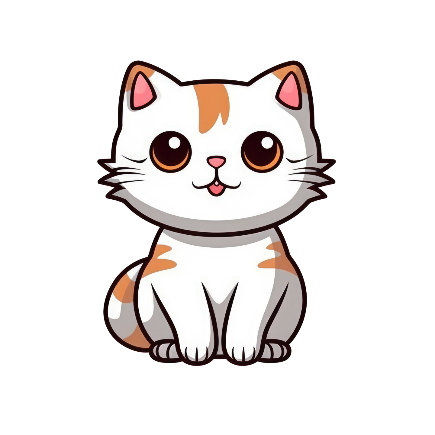 a cartoon cat sitting down and looking at the camera