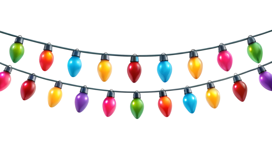 christmas lights on a white background