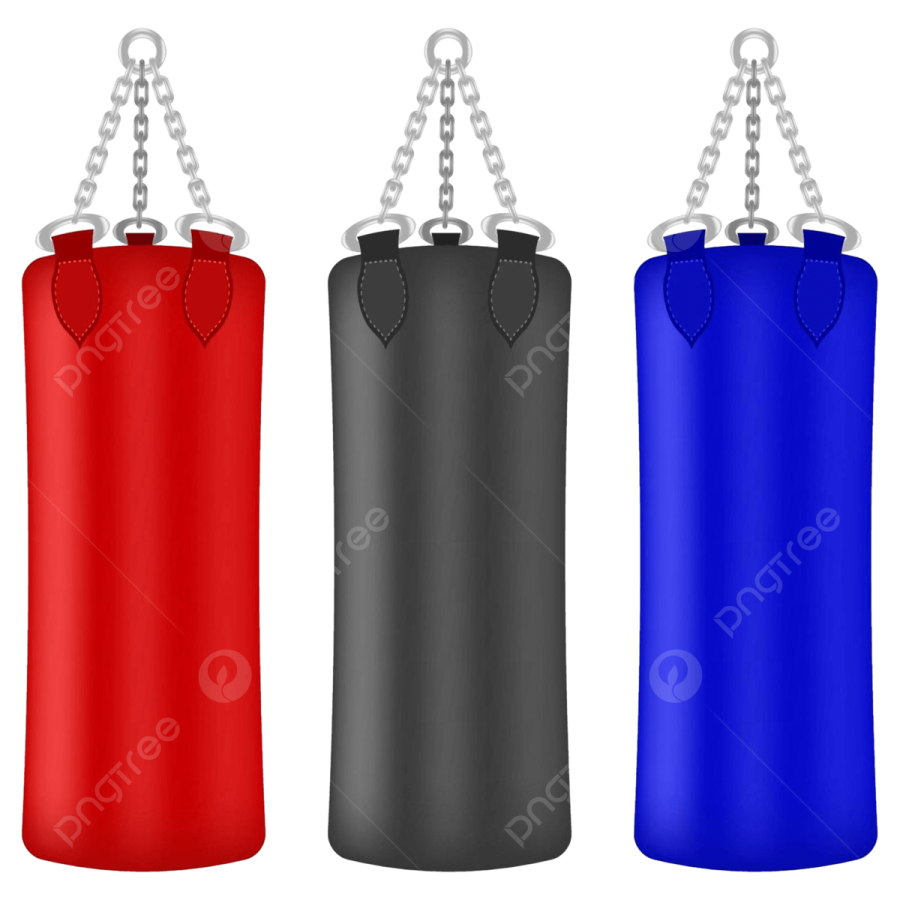 a set of three red, blue and black punching punchings