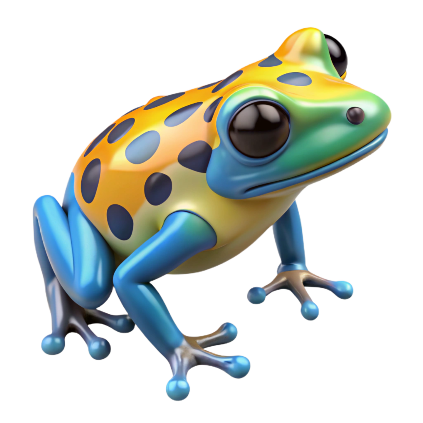 a colorful frog sitting on top of a white surface