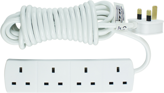 a white power cord with two plugs