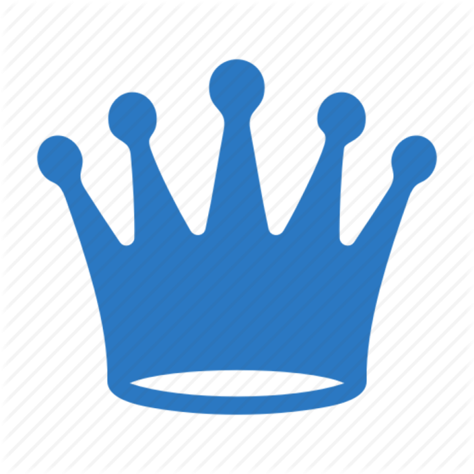 a blue crown on a white background