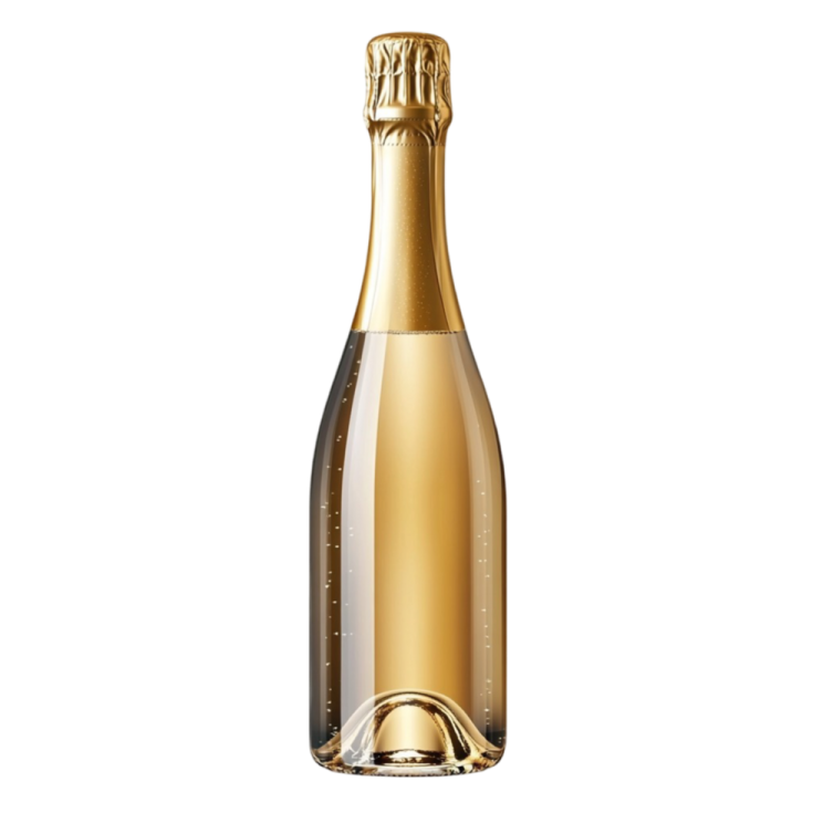 a bottle of champagne on a white background
