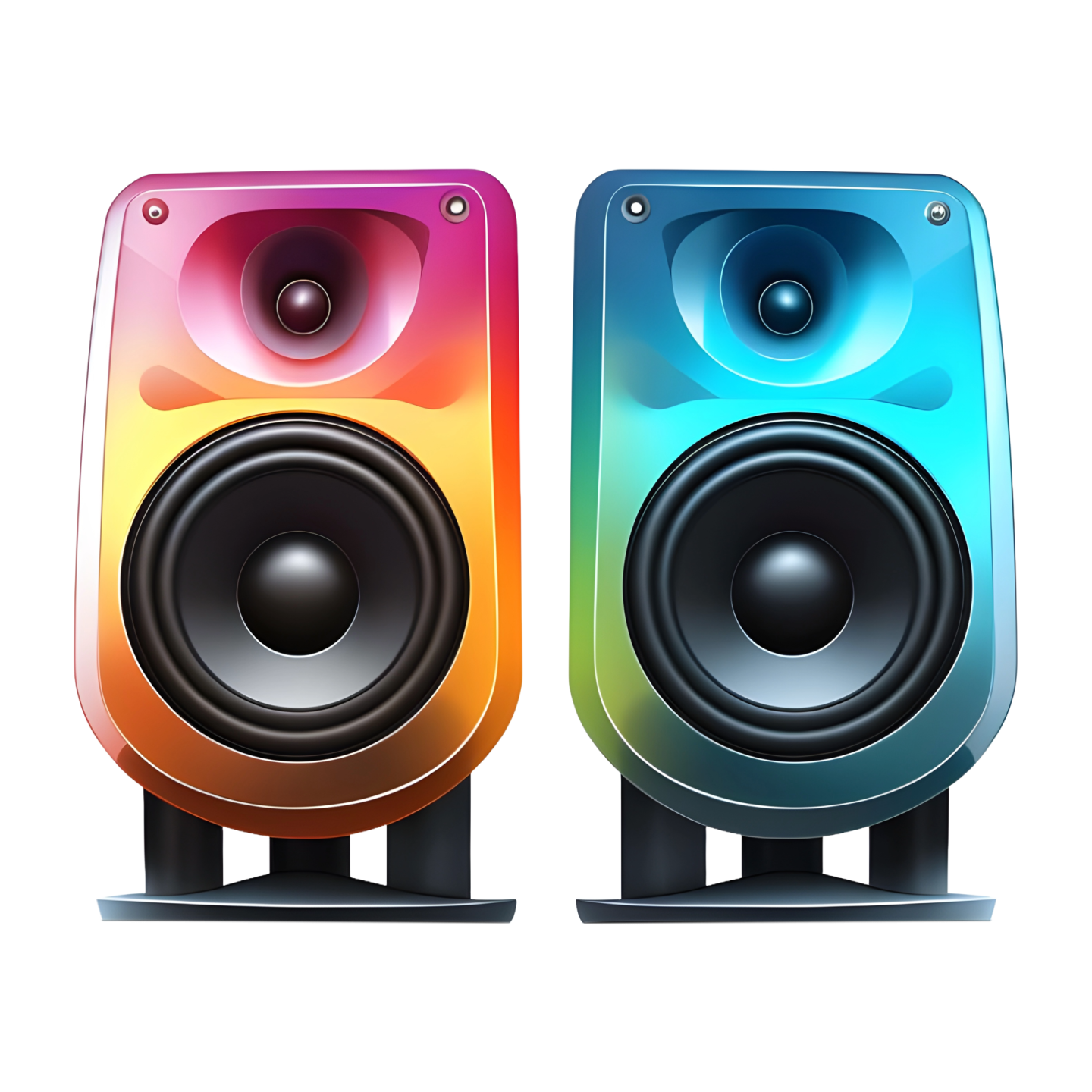 two speakers on a white background