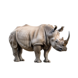 a rhino standing on top of a white background