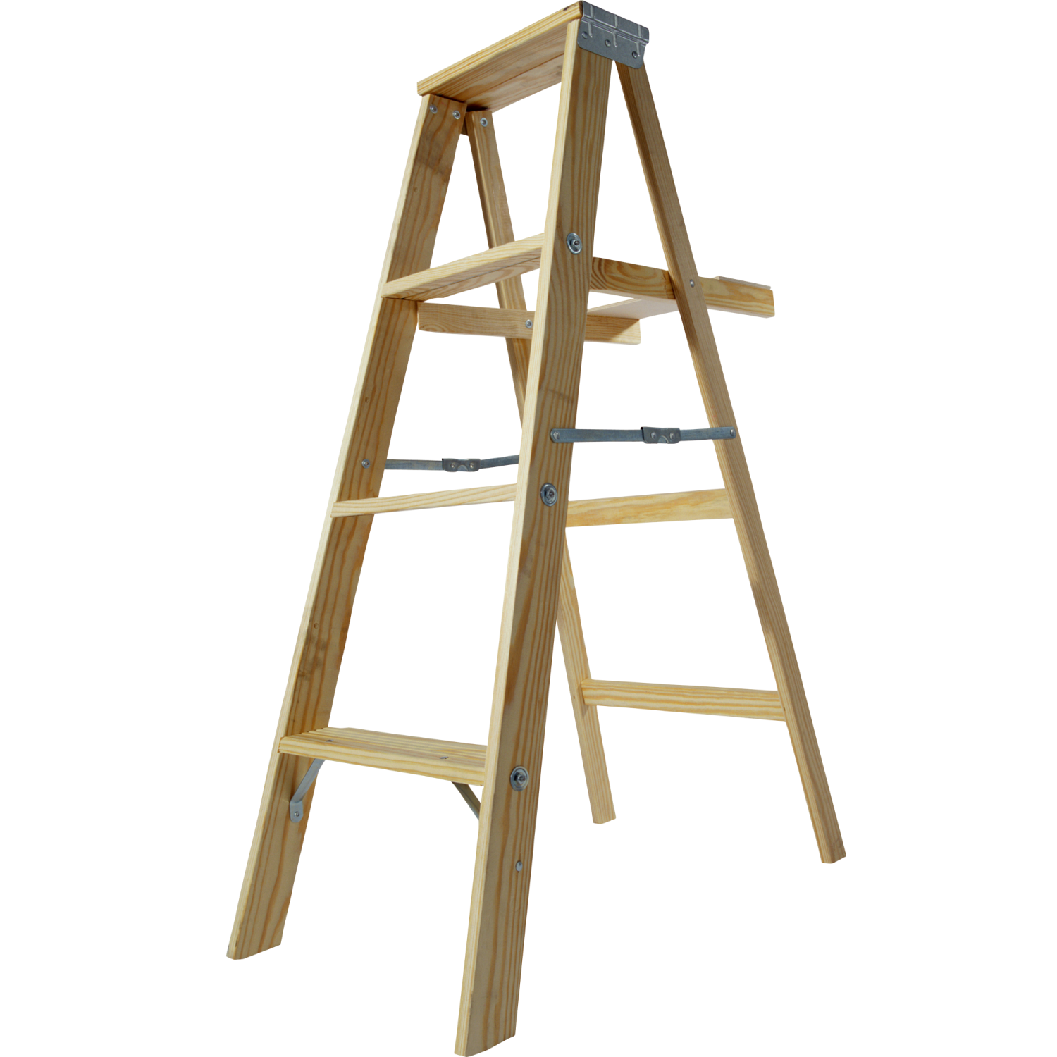 a wooden step ladder on white background