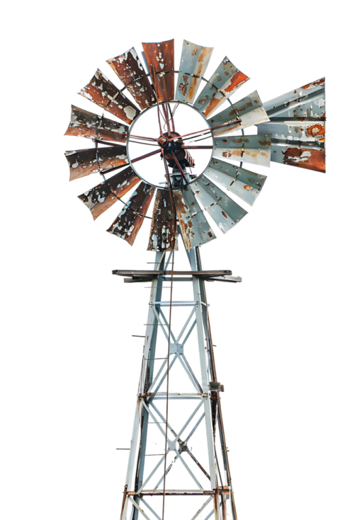 an old windmill on a white background