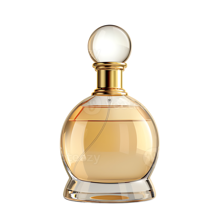 a bottle of perfume on a white background
