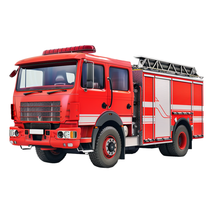 a red fire truck on a white background
