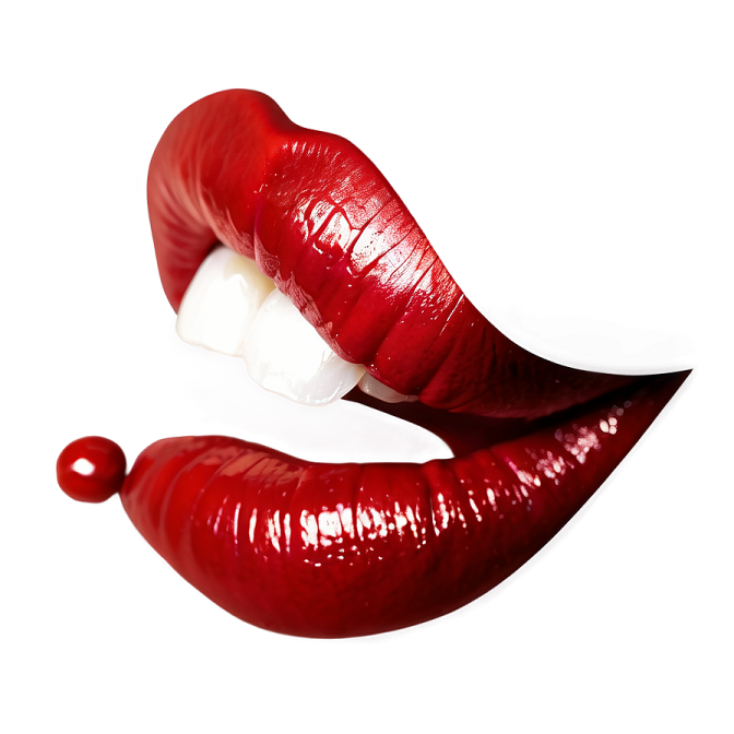 a close up of two red lips on a white surface
