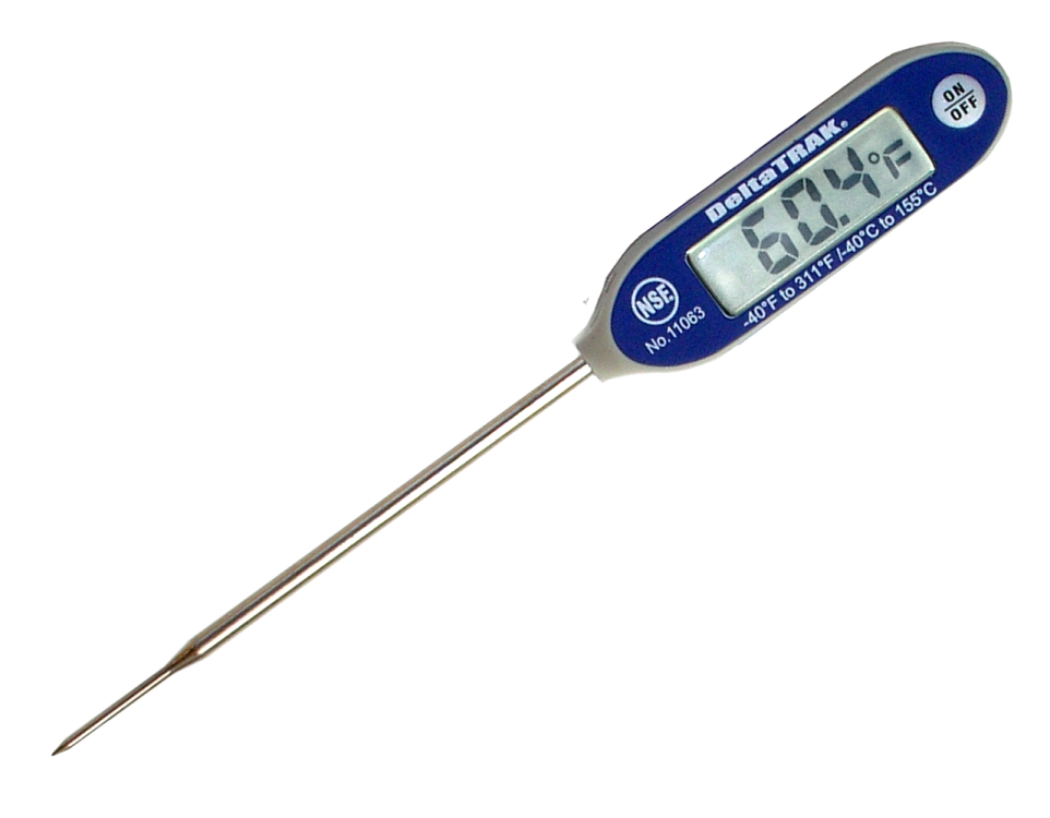 a digital thermometer on a white background
