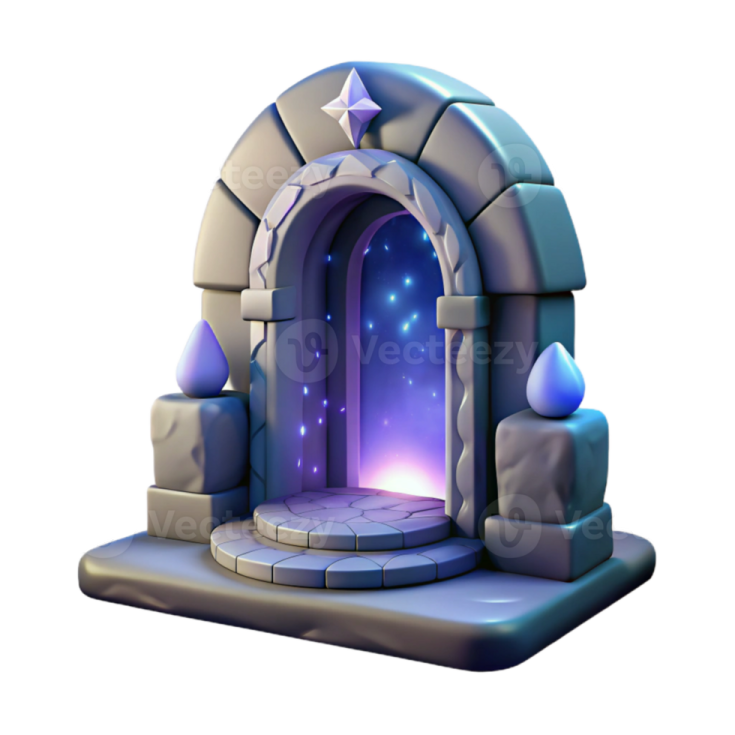 an inflatable castle with a glowing door