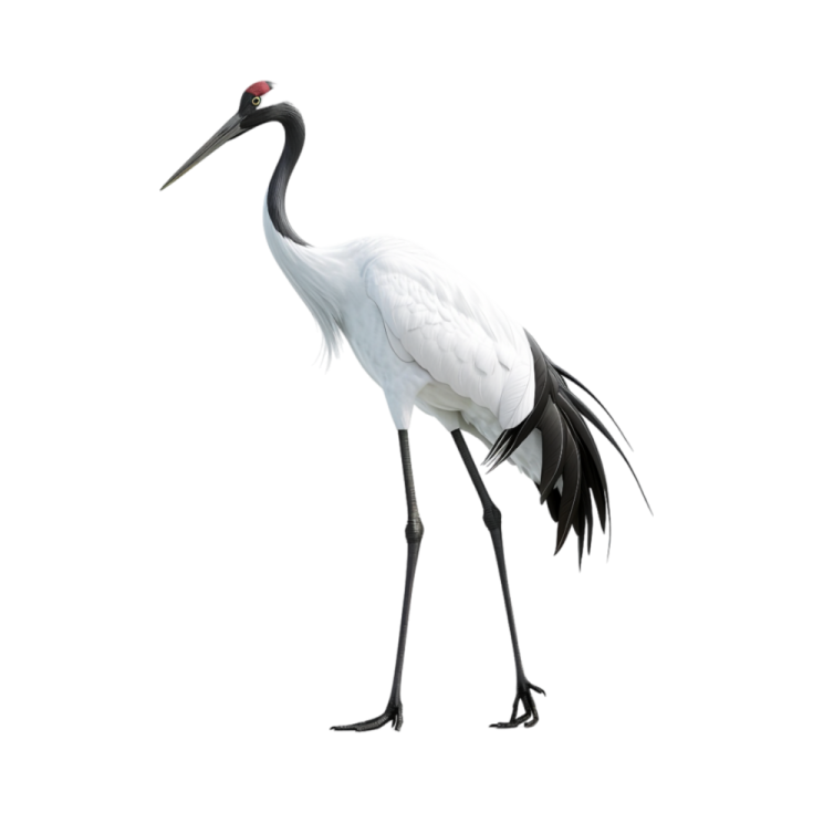 a white and black bird with long legs