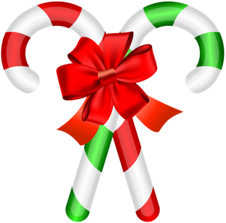 a red and green candy cane with a bow