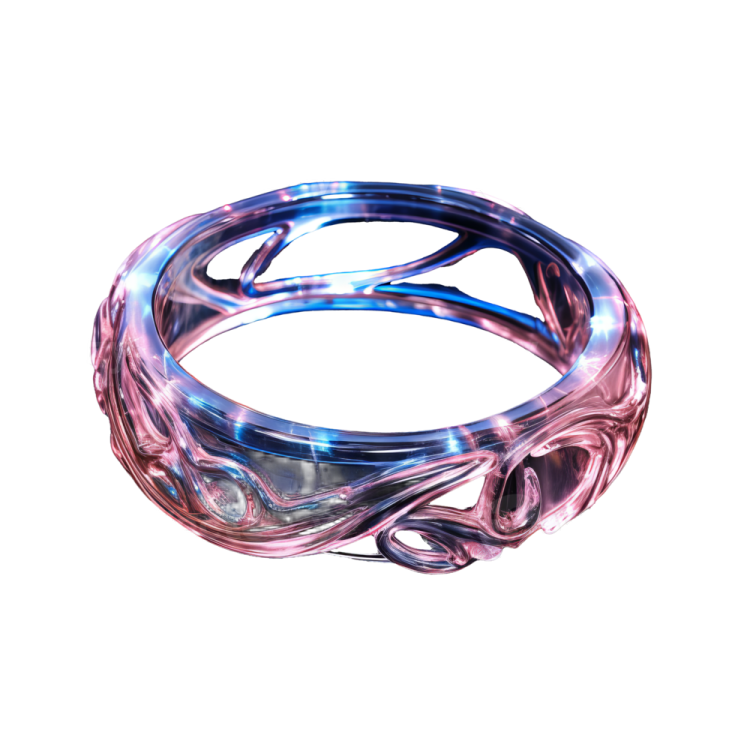 a pink and blue ring on a white background