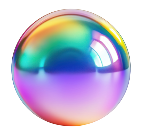 a rainbow colored ball on a white background