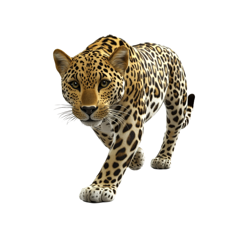 a leopard is walking on a white background