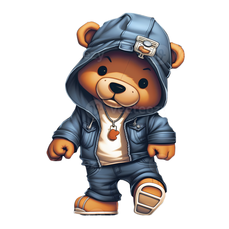 a teddy bear dressed in a hoodie