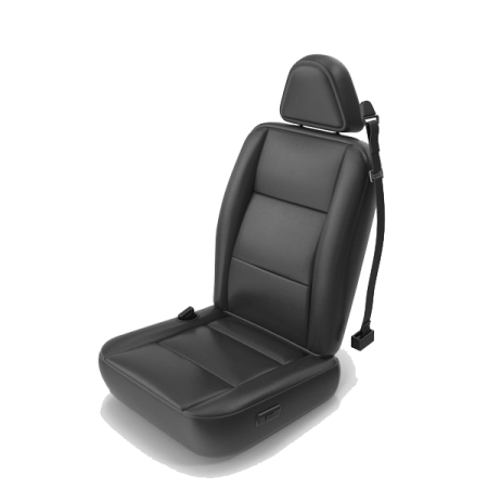 a black leather seat on a white background